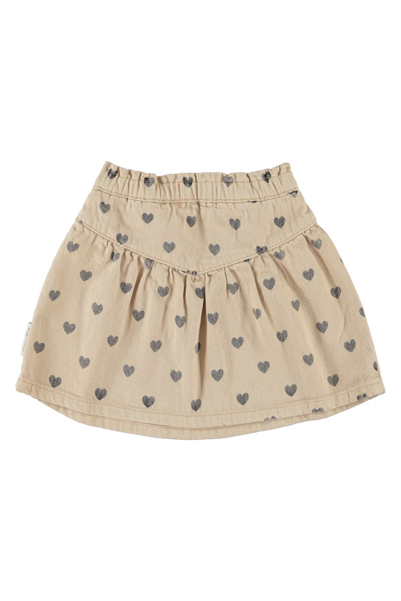 Piupiuchick | Short skirt beige w/ black hearts