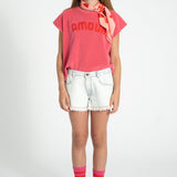 Piupiuchick | Shorts w/ fringes washed light denim
