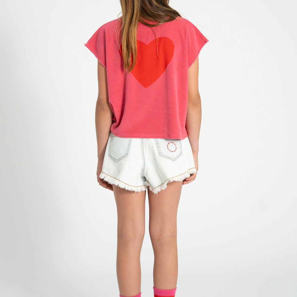 Piupiuchick | Shorts w/ fringes washed light denim