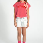 Piupiuchick | Shorts w/ fringes washed light denim