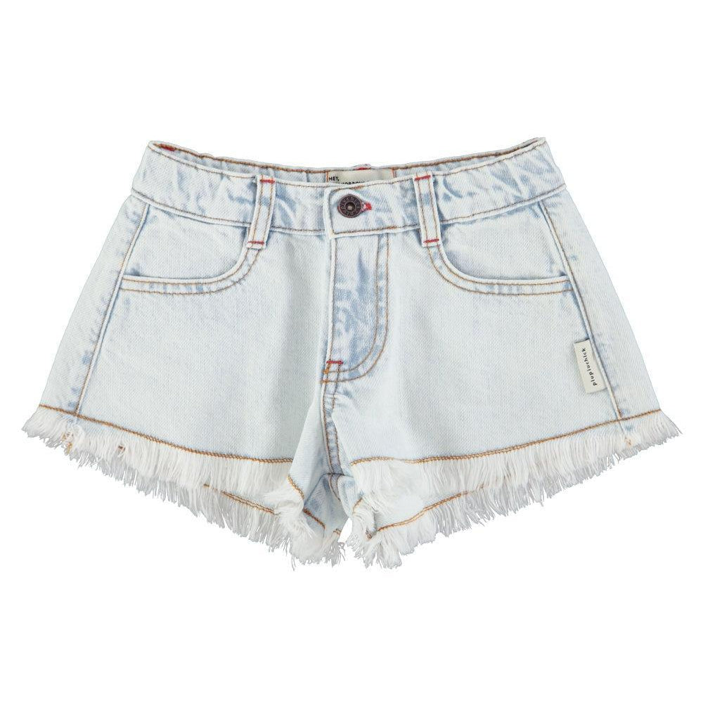 Piupiuchick | Shorts w/ fringes washed light denim