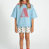 Piupiuchick Sweatshirt SS blue w/ A print