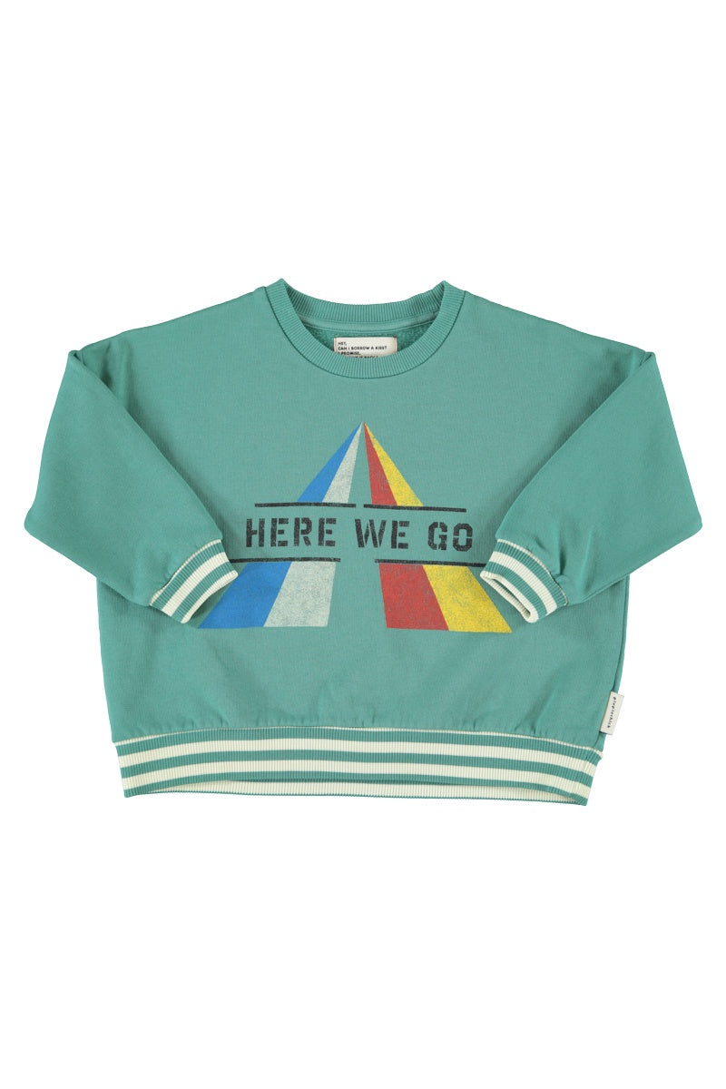 Piupiuchick | Sweatshirt green w/ "here we go" print