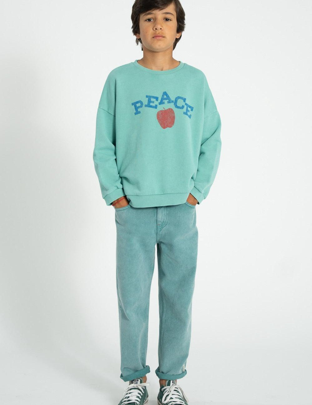 Piupiuchick Sweatshirt turquoise w/ peace