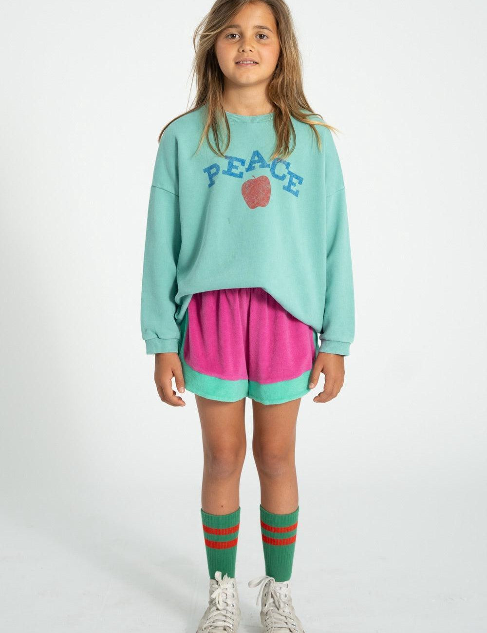 Piupiuchick Sweatshirt turquoise w/ peace