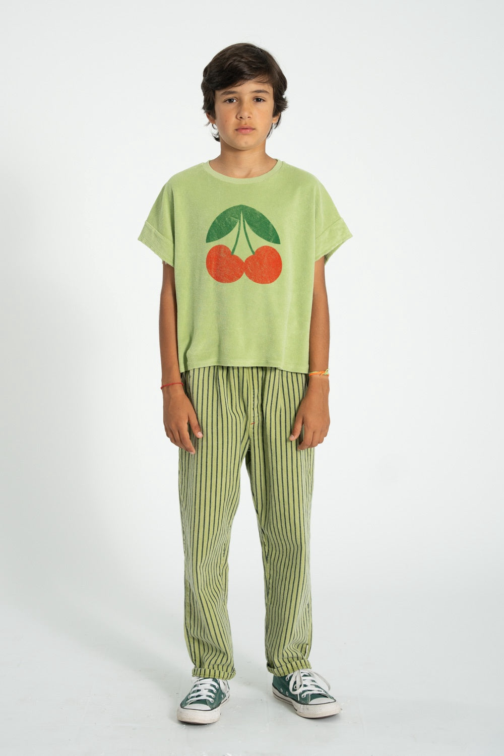 Piupiuchick T-shirt light olive w/ cherry