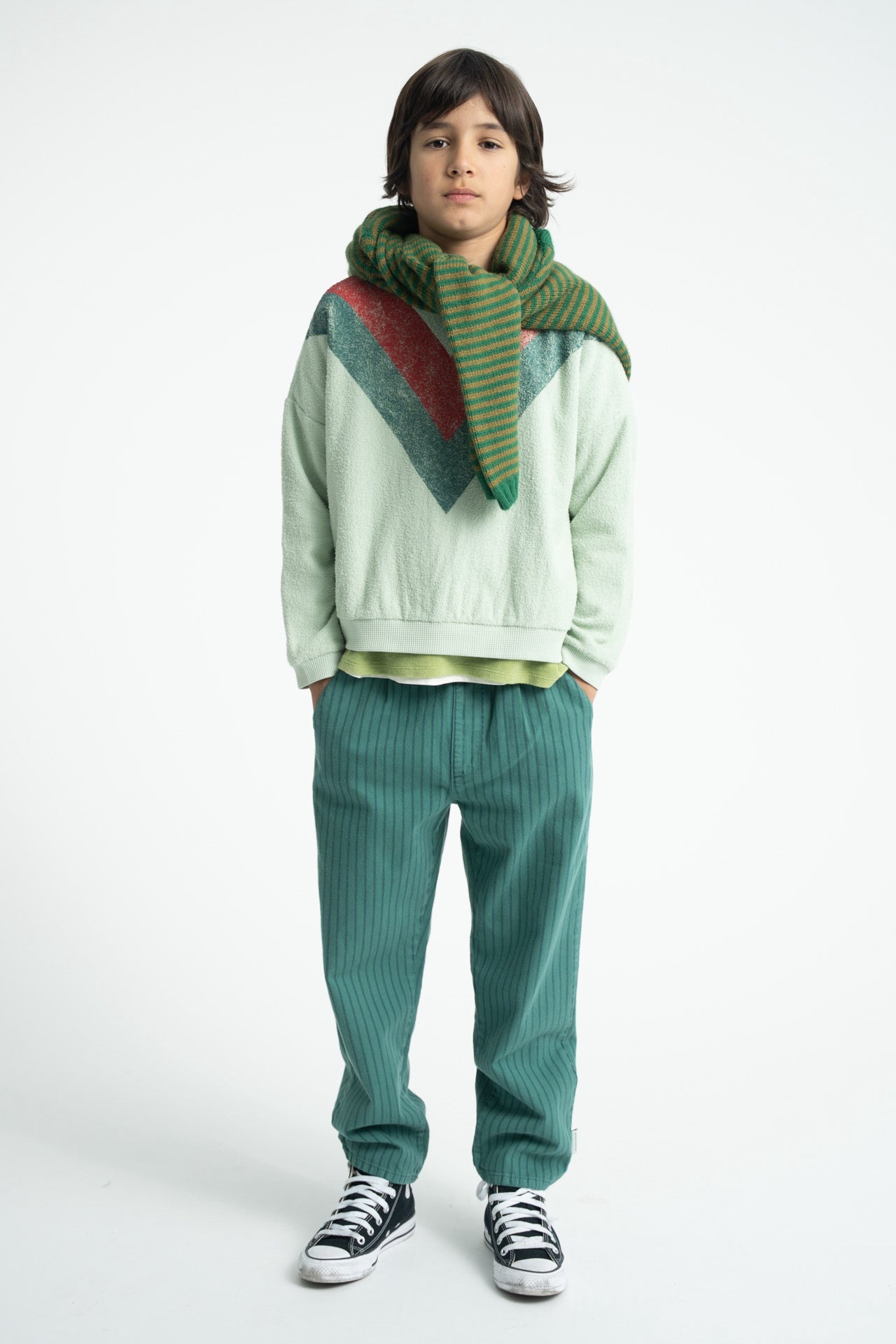 Piupiuchick | Trousers green w/ black stripes