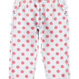 Piupiuchick | Trousers light blue denim w/ red dots