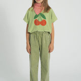 Piupiuchick | Unisex trousers green w/ indigo stripes