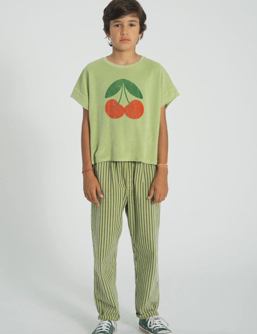Piupiuchick | Unisex trousers green w/ indigo stripes