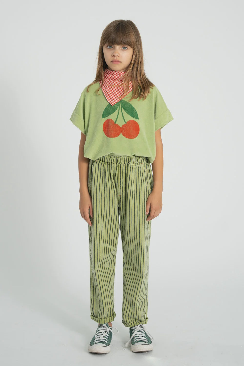 Piupiuchick | Unisex trousers green w/ indigo stripes
