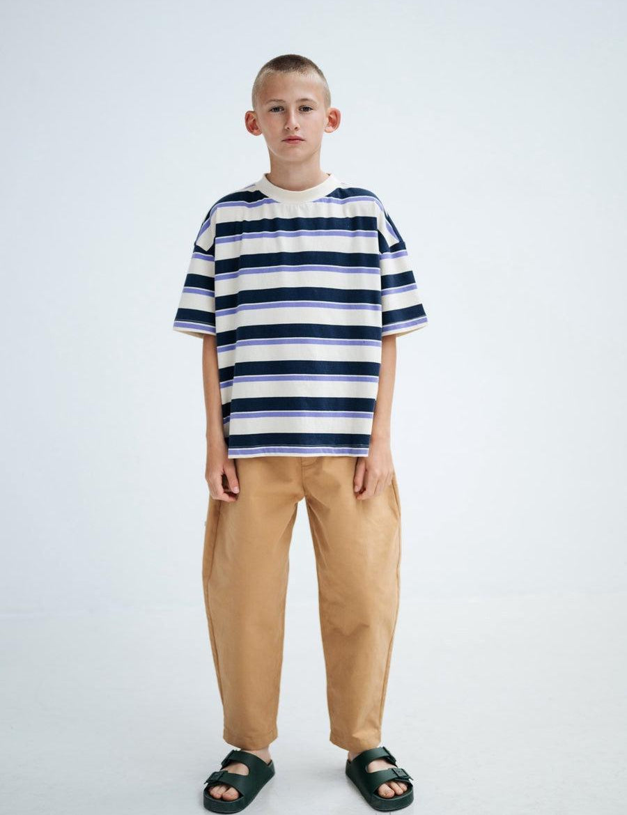Repose Ams | Boxy tee | Cream teal glacier stripe