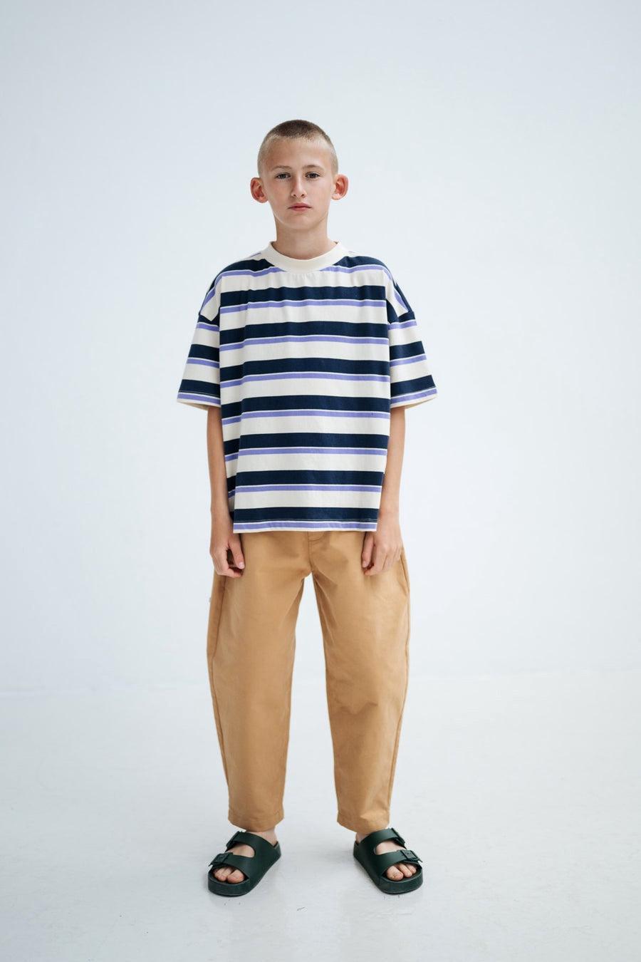 Repose Ams | Boxy tee | Cream teal glacier stripe