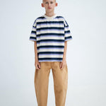 Repose Ams | Boxy tee | Cream teal glacier stripe