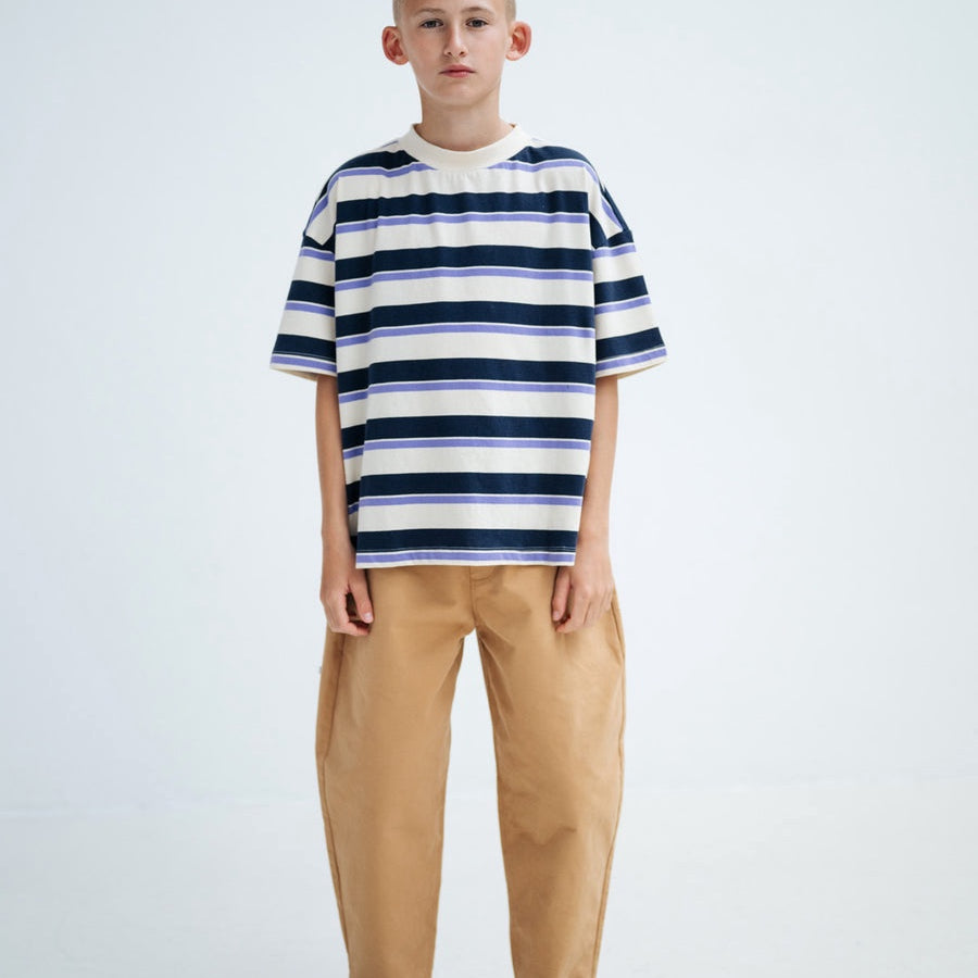 Repose Ams | Boxy tee | Cream teal glacier stripe