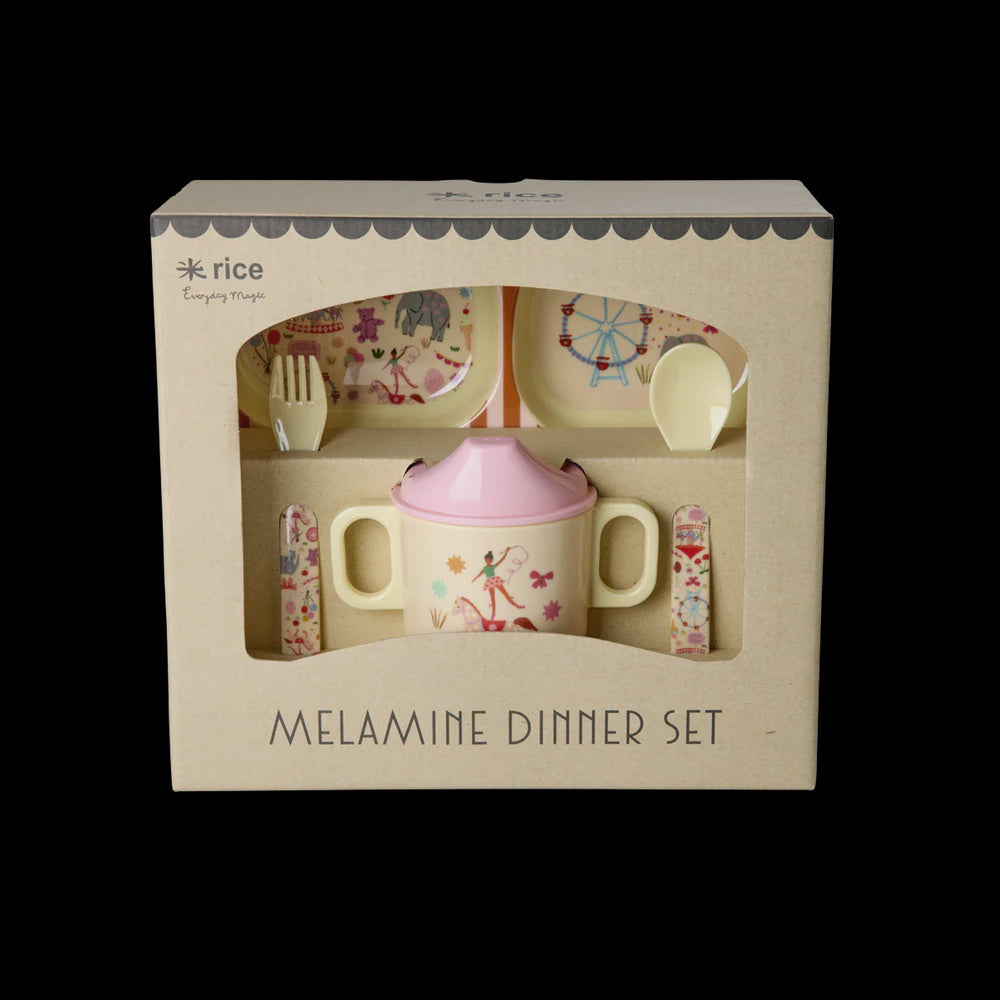Rice | Melamine Dinner Gift set | Pink Fun Fair Print