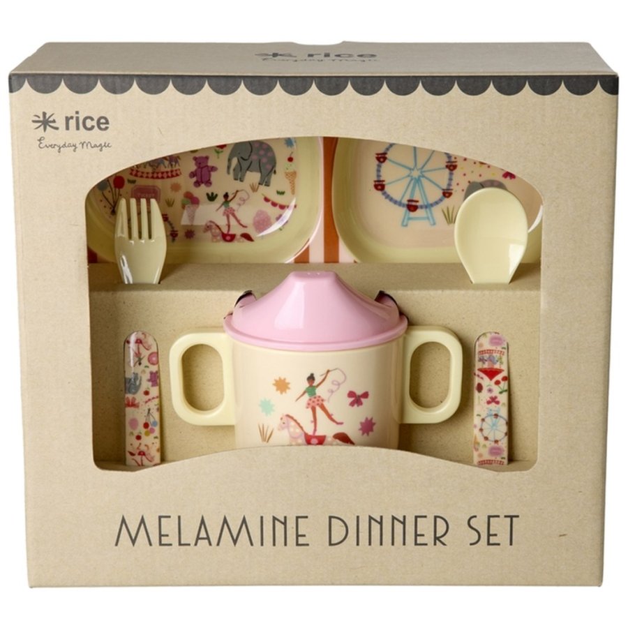 Rice | Melamine Dinner Gift set | Pink Fun Fair Print