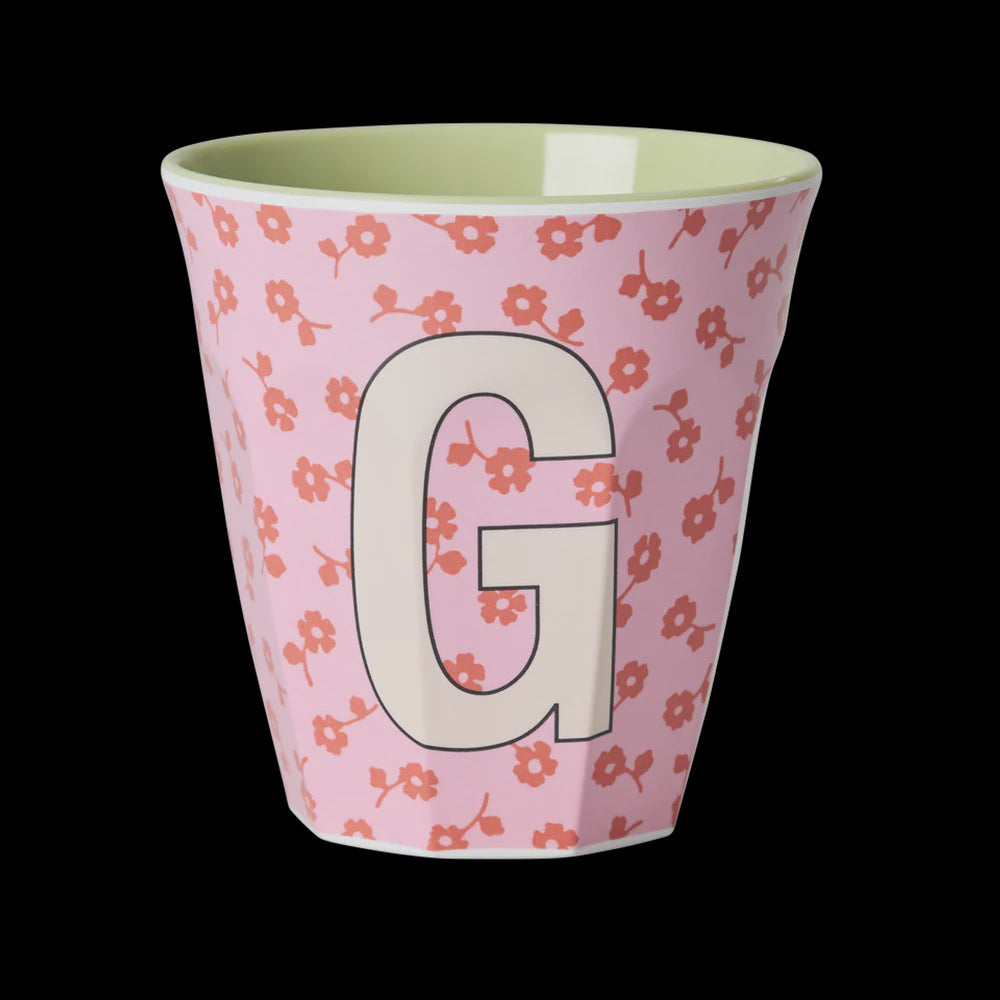 Rice | Melamine beker - Alfabet Flowers Roze