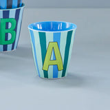 Rice | Melamine beker- Alfabet stripe blue