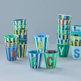 Rice | Melamine beker- Alfabet stripe blue