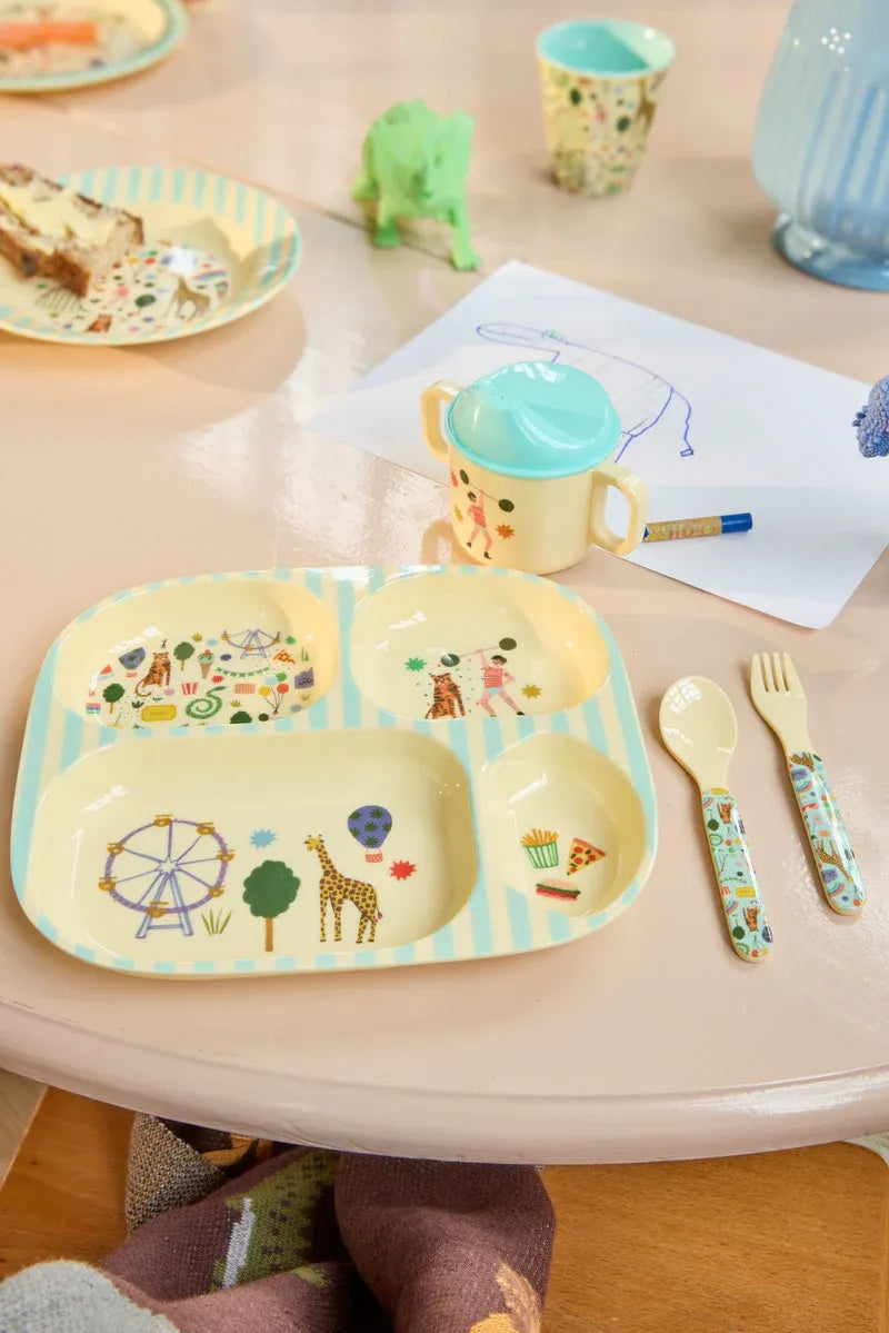 Rice | Set vork lepel Circus groen