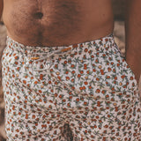 Salted Stories | Pommegranate swim shorts men -white swan