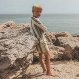 Salted Stories | Wide stripe swim shorts iguana