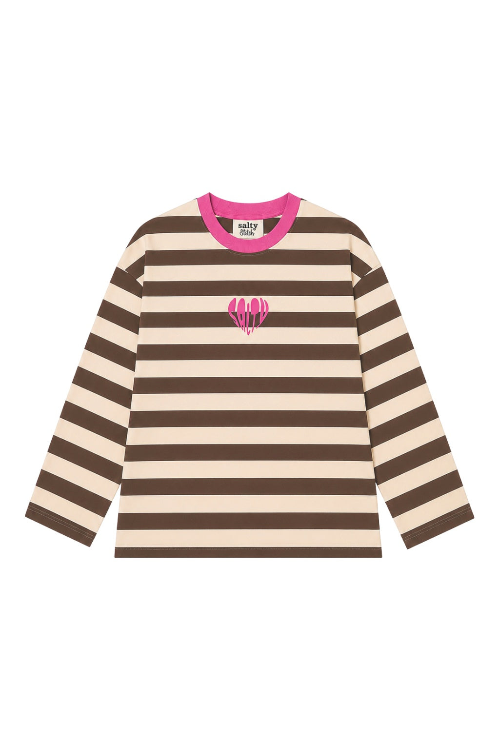 Salty Stitch | Salty Skater Tee Stripes - Beige/Brown