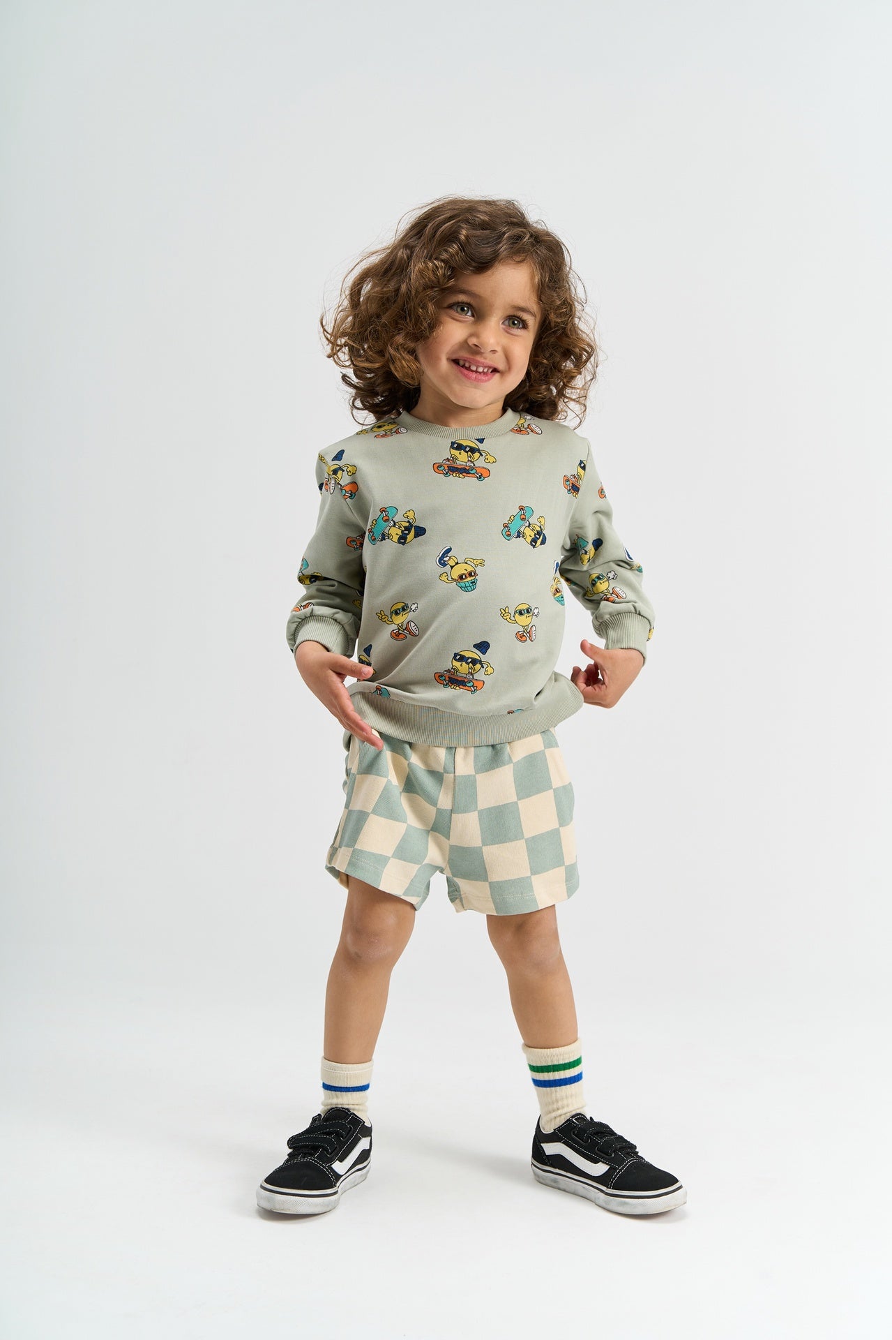 THE NEW SIBLINGS | Santiago sweatshirt aqua gray AOP