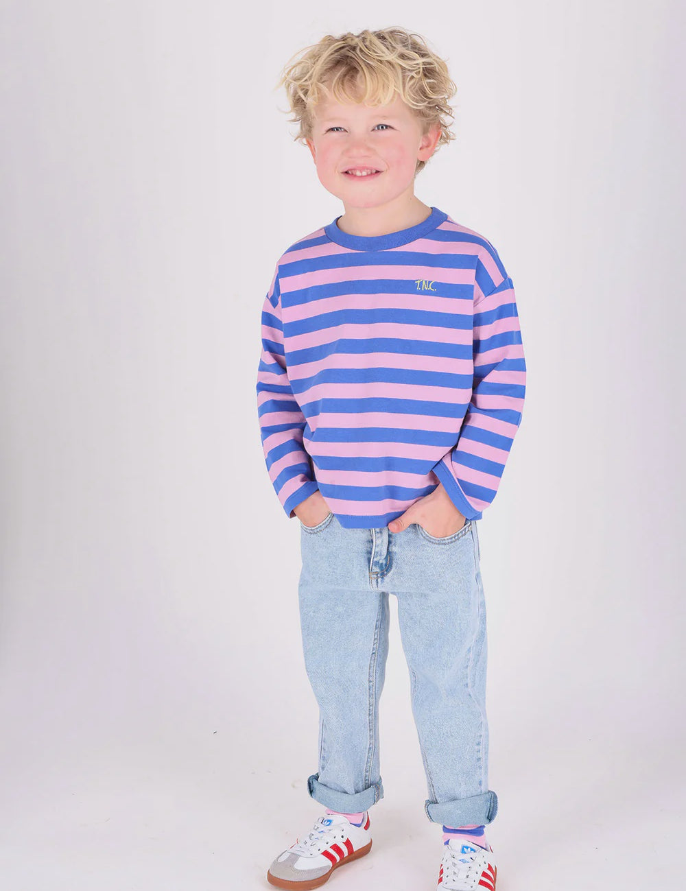 The New Chapter | T-shirt Lou blue pink stripes