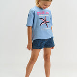 The New Prima regular fit denim shorts medium blue denim aop