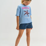 The New Prima regular fit denim shorts medium blue denim aop