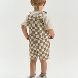 The New Siblings Twill short dungarees humus check