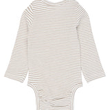 The New Siblings | Vitus L-S Rib Body | Taupe gray striped