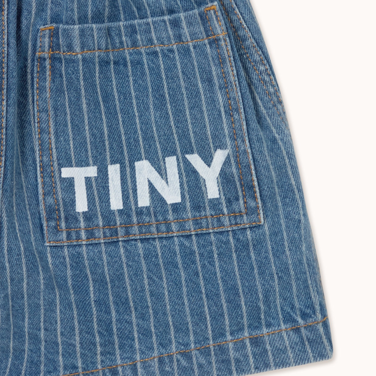 Tiny Cottons | Stripes denim shorts | light wash denim