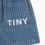 Tiny Cottons | Stripes denim shorts | light wash denim