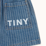Tiny Cottons | Stripes denim shorts | light wash denim