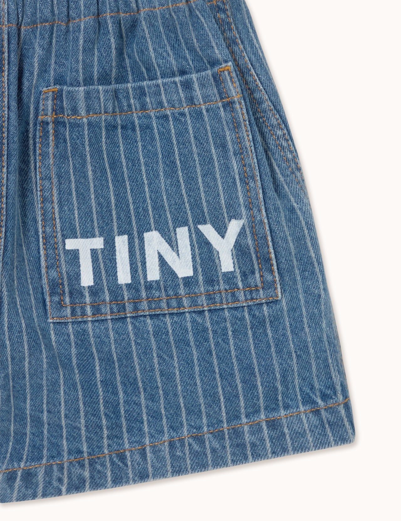 Tiny Cottons | Stripes denim shorts | light wash denim