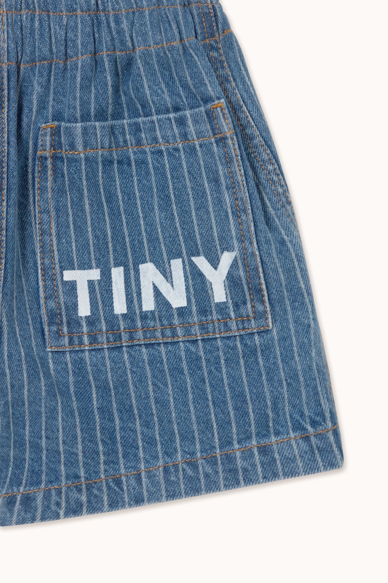 Tiny Cottons | Stripes denim shorts | light wash denim