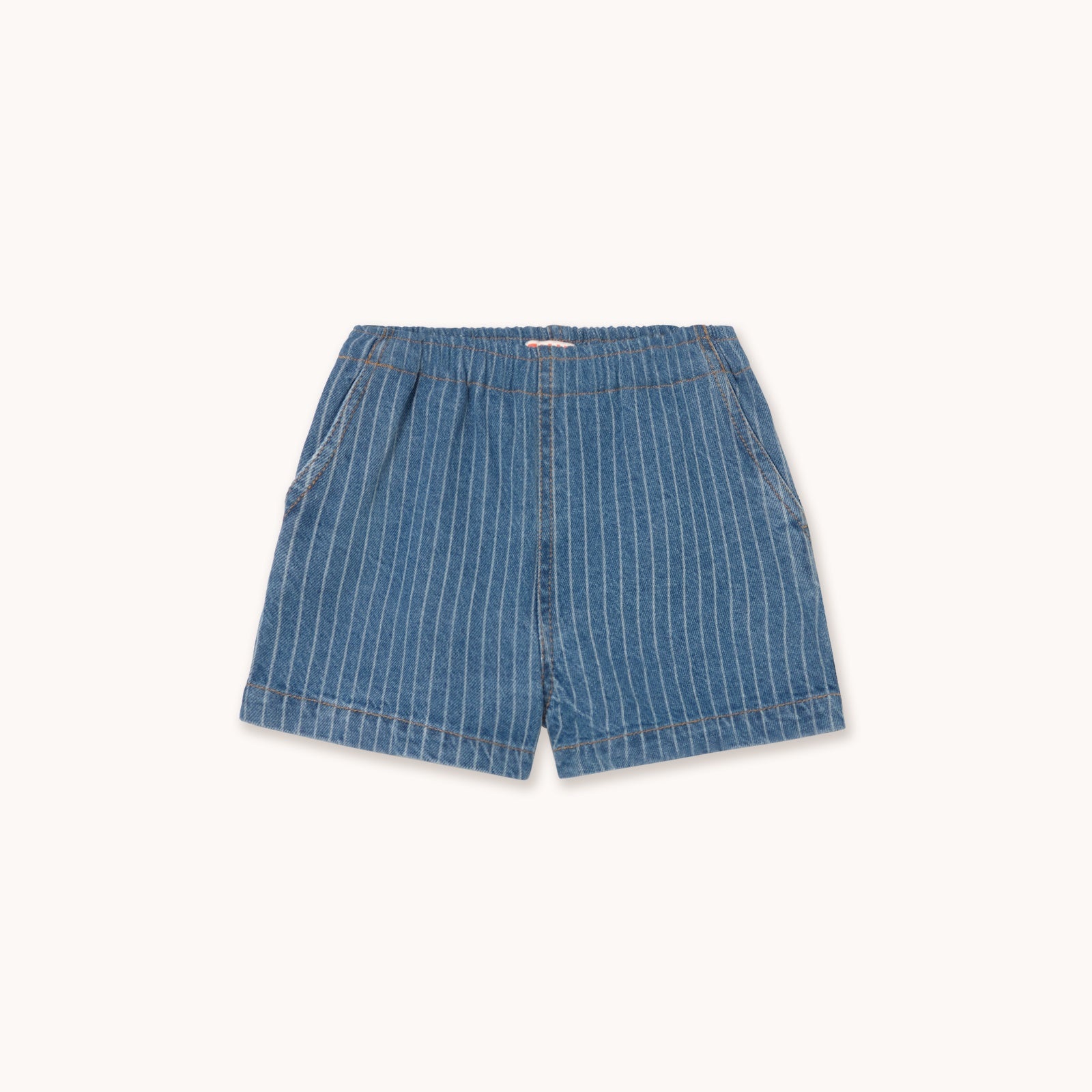 Tiny Cottons | Stripes denim shorts | light wash denim
