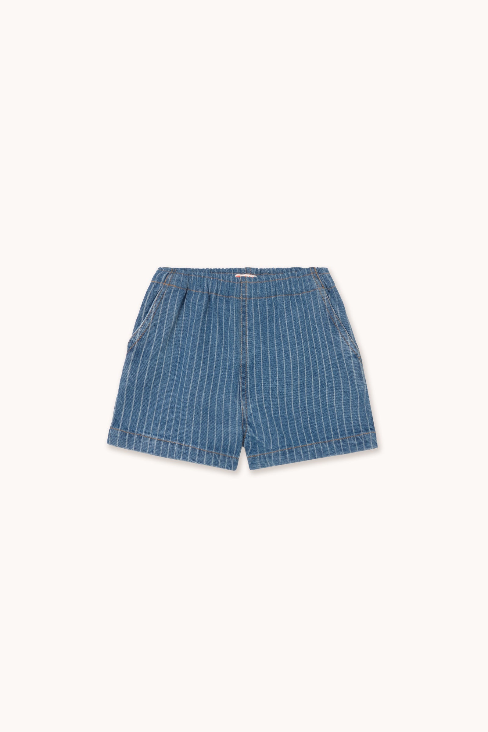 Tiny Cottons | Stripes denim shorts | light wash denim