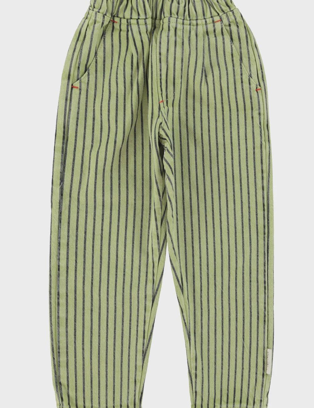 Piupiuchick | Unisex trousers green w/ indigo stripes